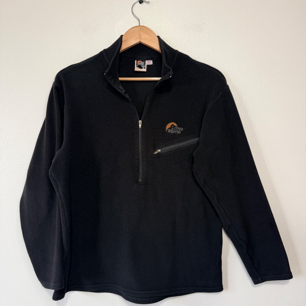 Lowe Alpine VIntage Mens‎ Quarter Zip Fleece Black Mock Neck Made in USA Small